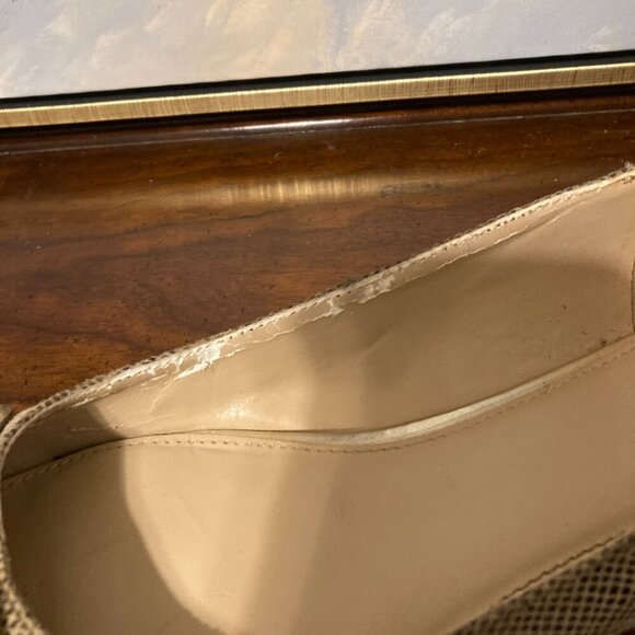 Banana Republic Women 9 Snakeskin Tan Ballet Flat Gold Buckle Preppy Work - Picture 8 of 15